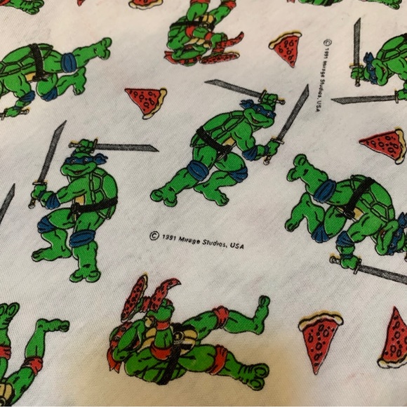 TMNT Ninja Turtles Cotton Fabric Textile 1 Yard Long Tubular Mirage Studio 1991 - Picture 2 of 9